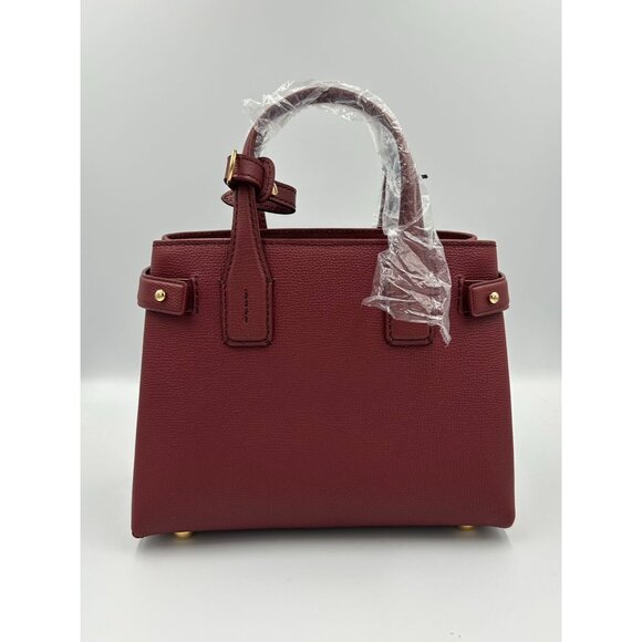 Burberry Small Banner Leather Horse Check Crossbody Shoulder bag Crimson - Picture 2 of 16